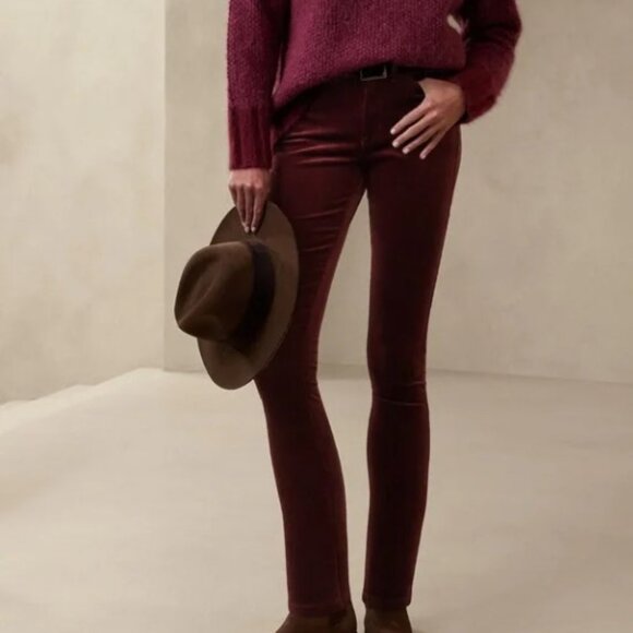 NWT Banana Republic Corduroy Skinny Pant | Burgundy | Size 12 / 31" - Picture 2 of 5